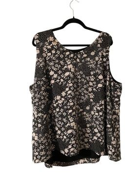 Cato Black & Cream Floral Sleeveless Camisole Blouse. Size 22/24 NWOT!
